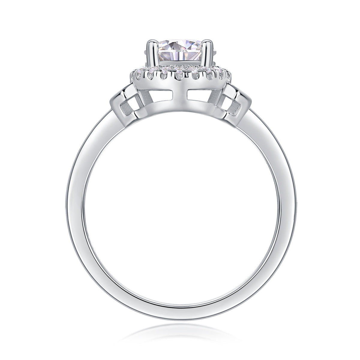 1 Carat Moissanite Sterling Silver Ring - Platinum Plated Wedding Band