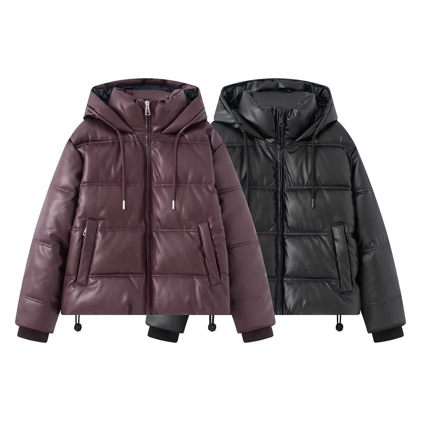 Women's Hooded Padded Coat - Lightweight Polyester Street Style