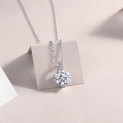 2 Carat Moissanite Pendant Necklace - S925 Silver Platinum Plated Light Luxury Jewelry