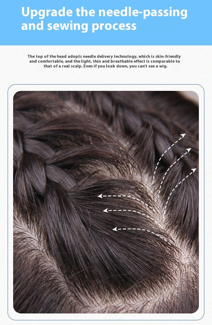 Short Straight Human Hair Wig - Natural Fluffy Style