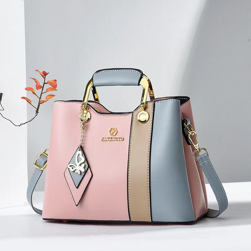 Color Block PU Leather Tote Bag - Casual Crossbody Shoulder Bag