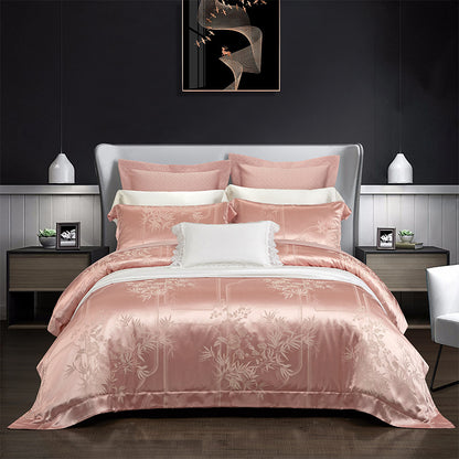 Silk Tencel Jacquard Bedding Four-Piece Set - Luxury Duvet Cover and Sheet Set
