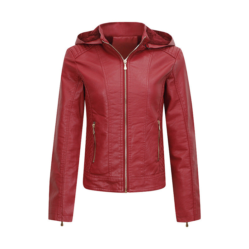 Women's Plush Hooded Winter Coat - Thickened Zipper Jacket with Pockets