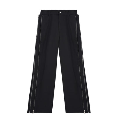 Double Layer Zipper Pants - Modern Deconstructed Design Casual Trousers