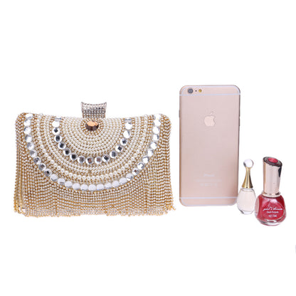 Elegant Tassel Evening Clutch with Crystal Embellishments