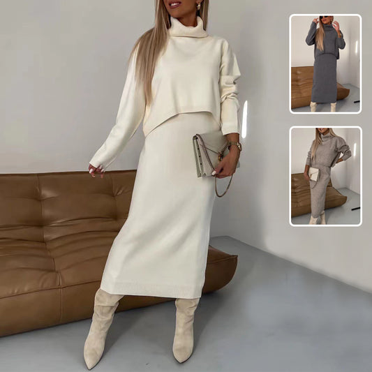 Turtleneck Sweater & Sleeveless Dress Set - 2-Piece Winter Outfit