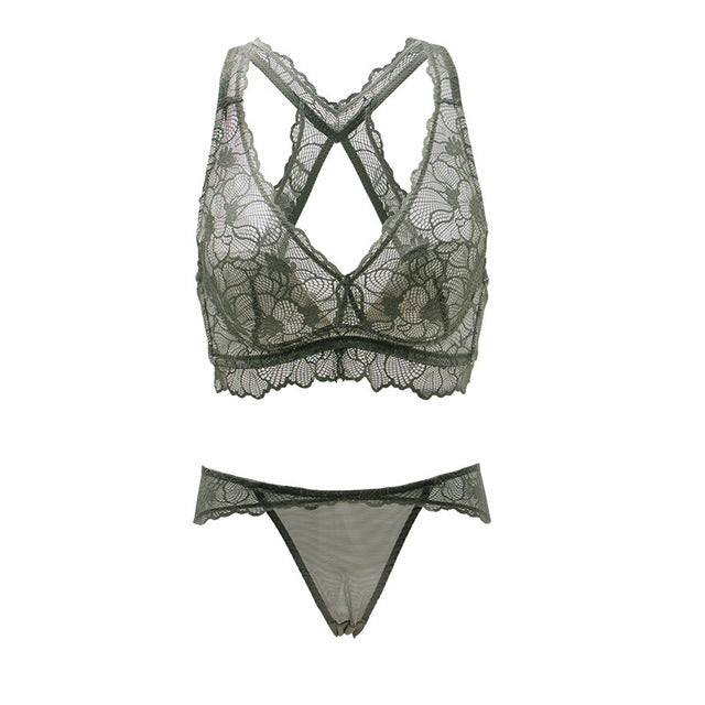 Lace Bra & Panty Set - 3/4 Cup Underwire Support Set