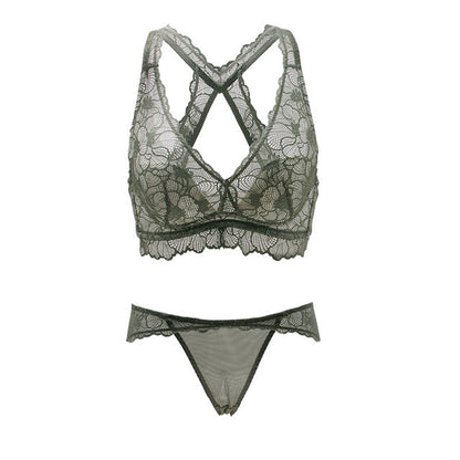Lace Bra & Panty Set - 3/4 Cup Underwire Support Set