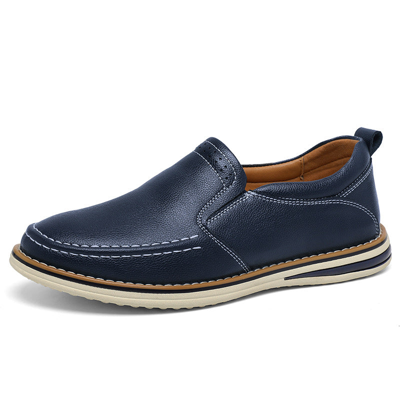 Men's Hand-Sewn Casual Leather Slip-On Shoes - Breathable Bean Style