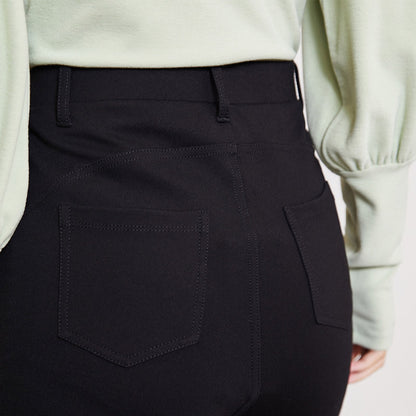 Fleece-Lined Pencil Pants - Warm Outer Wear Slacks for Women