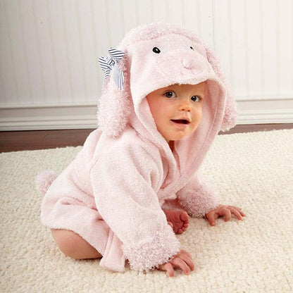 Cotton Baby Hooded Bathrobe - Cute Animal Design Bath Towel