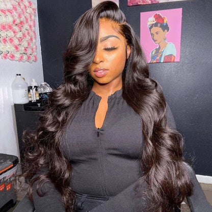 13x4 Body Wave Lace Front Wig - Human Hair with Pre-Plucked Hairline & Bleached Knots
