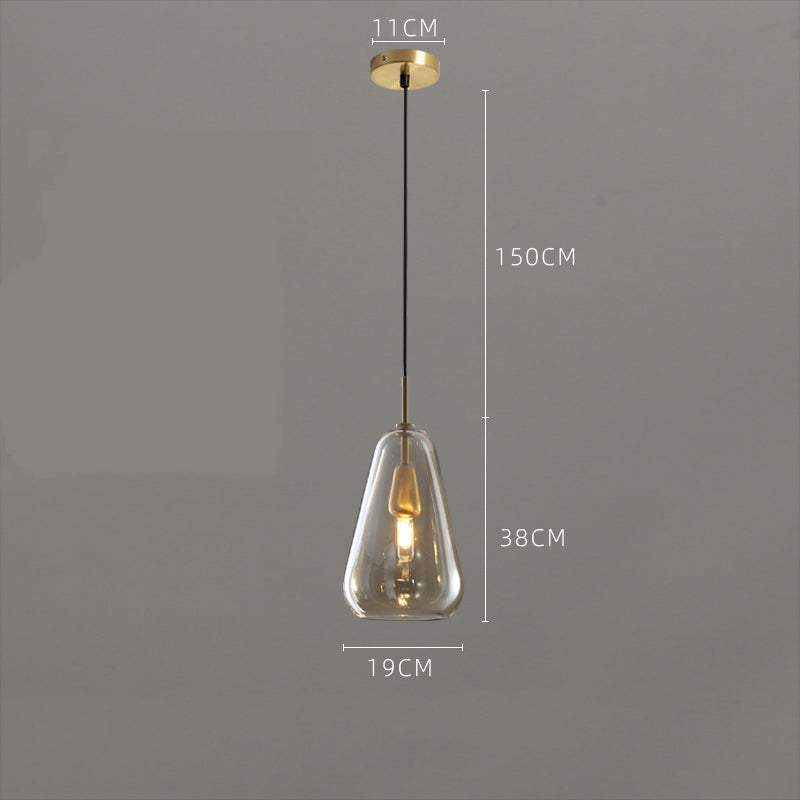 Copper Glass Pendant Light - Single Head Ceiling Fixture