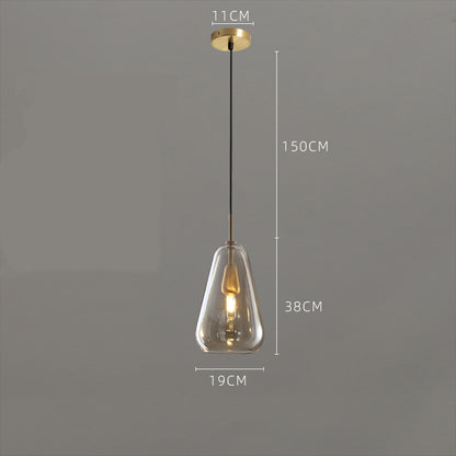 Copper Glass Pendant Light - Single Head Ceiling Fixture