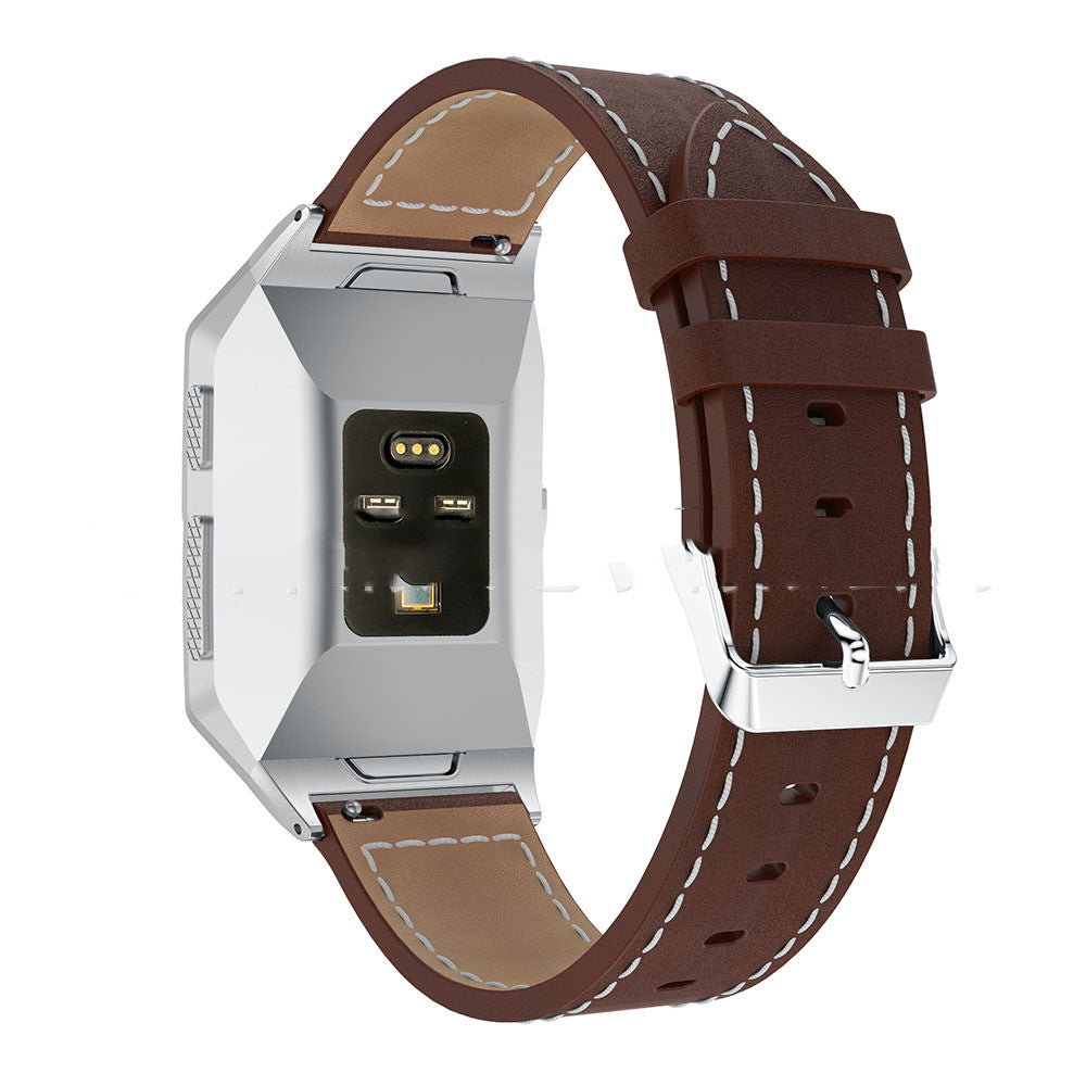 Genuine Leather Fitbit Ionic Band - White Stitching Detail