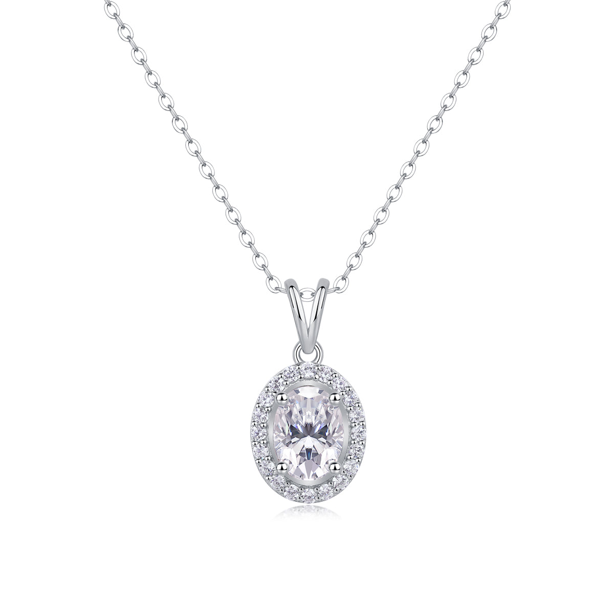 V-Shaped Infinity Moissanite Necklace - S925 Sterling Silver Platinum Plated Pendant