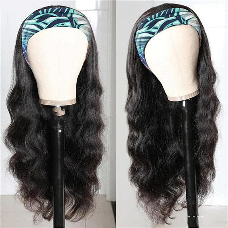 Long Curly Wig with Head Cover - Ice Silk Synthetic Hair
