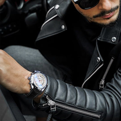 Men's Mechanical Watch | Alloy Case | Mineral Glass Crystal | White & Black