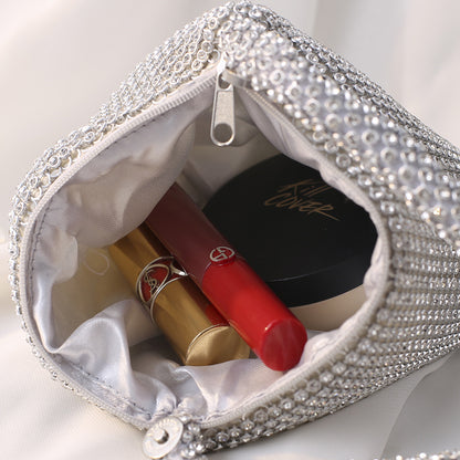 Elegant Rhinestone Evening Clutch - Dumpling Style Party Bag