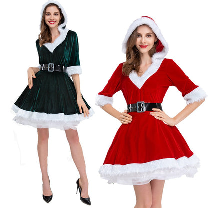 Women's Long Sleeve Mesh Dress - V-Neck Sleepwear with Plush Trim