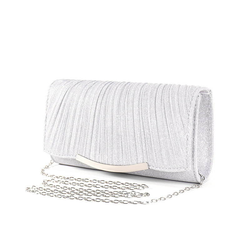 Elegant Chain Crossbody Bag - Solid Color Flap Evening Clutch