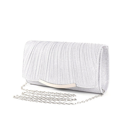 Elegant Chain Crossbody Bag - Solid Color Flap Evening Clutch