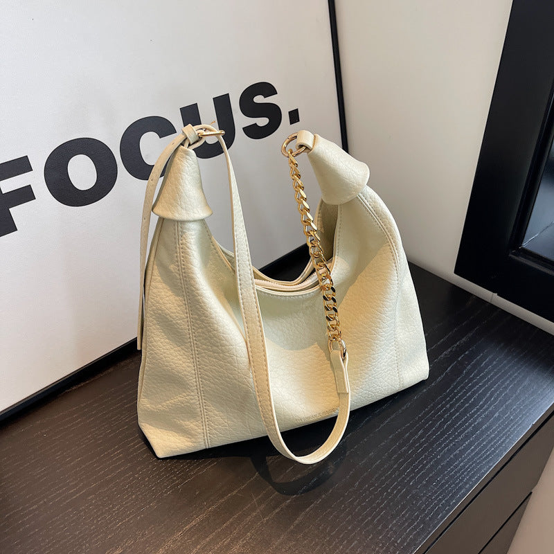 Retro PU Leather Tote Bag - Vertical Square Shoulder Bag