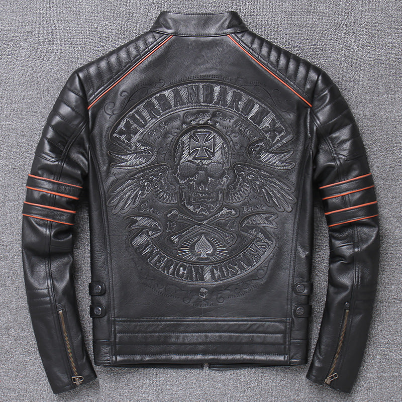 Harley Genuine Leather Motorcycle Jacket - Men's Slim Fit Riding Coat