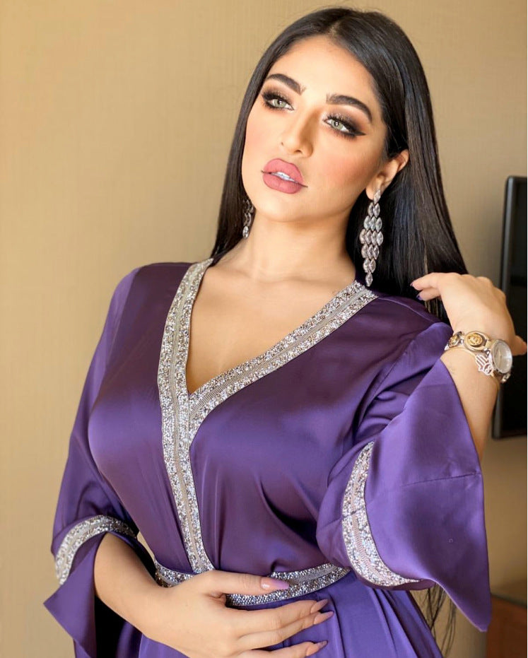 Women's Turkish Long Muslim Dress - Fashion Round Neck Modest Clothing