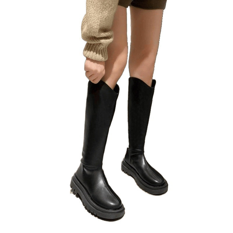 Women's Over-the-Knee Platform Boots with Back Zipper - Waterproof