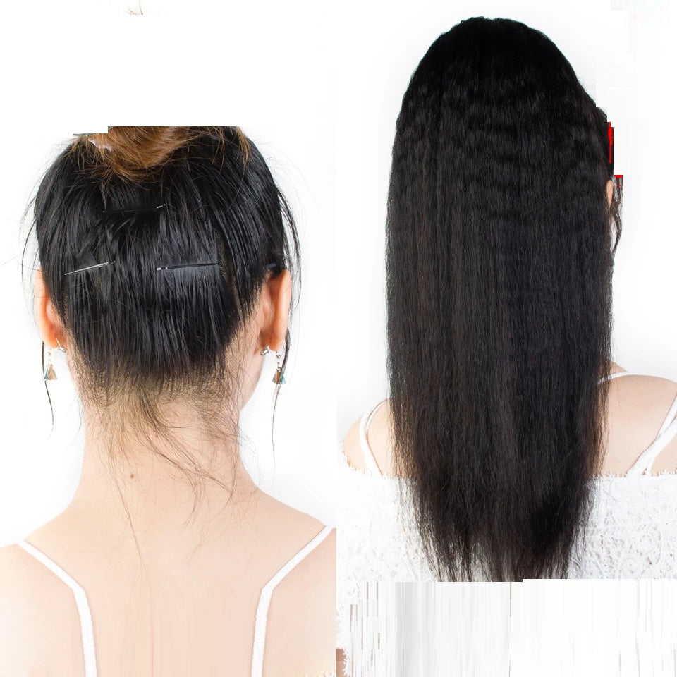 Ladies Bandage Real Hair Ponytail - Hand-Woven Human Hair Piece Extension
