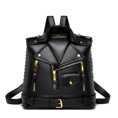 PU Leather Backpack - Vertical Square Fashion Backpack with Zipper Pocket
