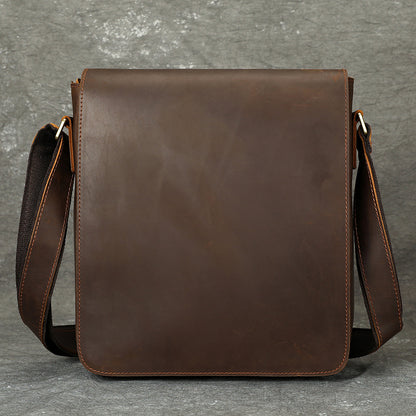 Men's Genuine Crazy Horse Leather Crossbody Bag - Retro Style