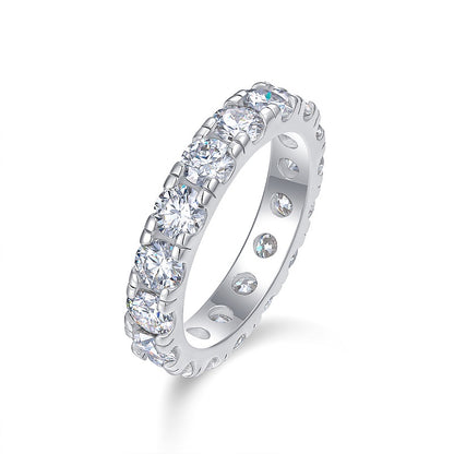 0.3 Carat Moissanite Sterling Silver Ring - Platinum Plated Wedding Band