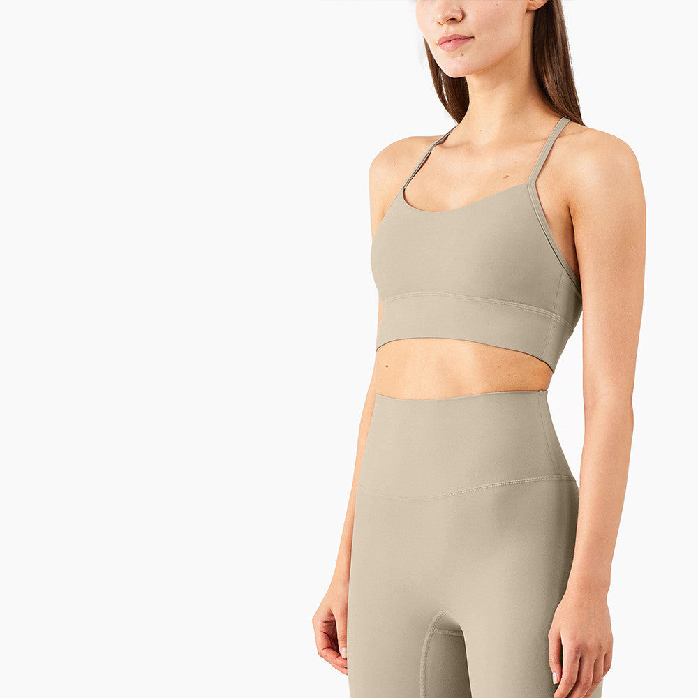 Y-Shaped Sports Bra - Wireless Gathered Support for Yoga and Fitness