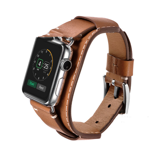 Genuine Cow Leather Apple Watch Band - Premium Replacement Strap