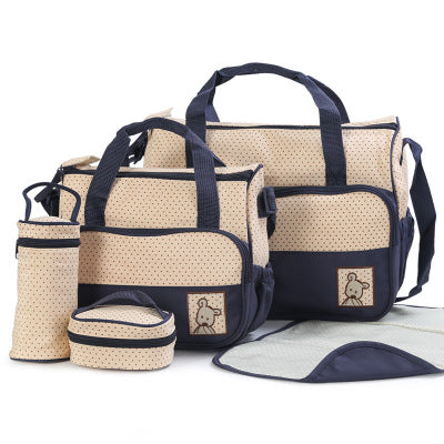 5-Piece Diaper Bag Set - Complete Baby Organizer with Bottle Holder & Changing Pad