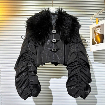 Luxe Fur Collar Quilted Down Jacket - Statement Winter Coat