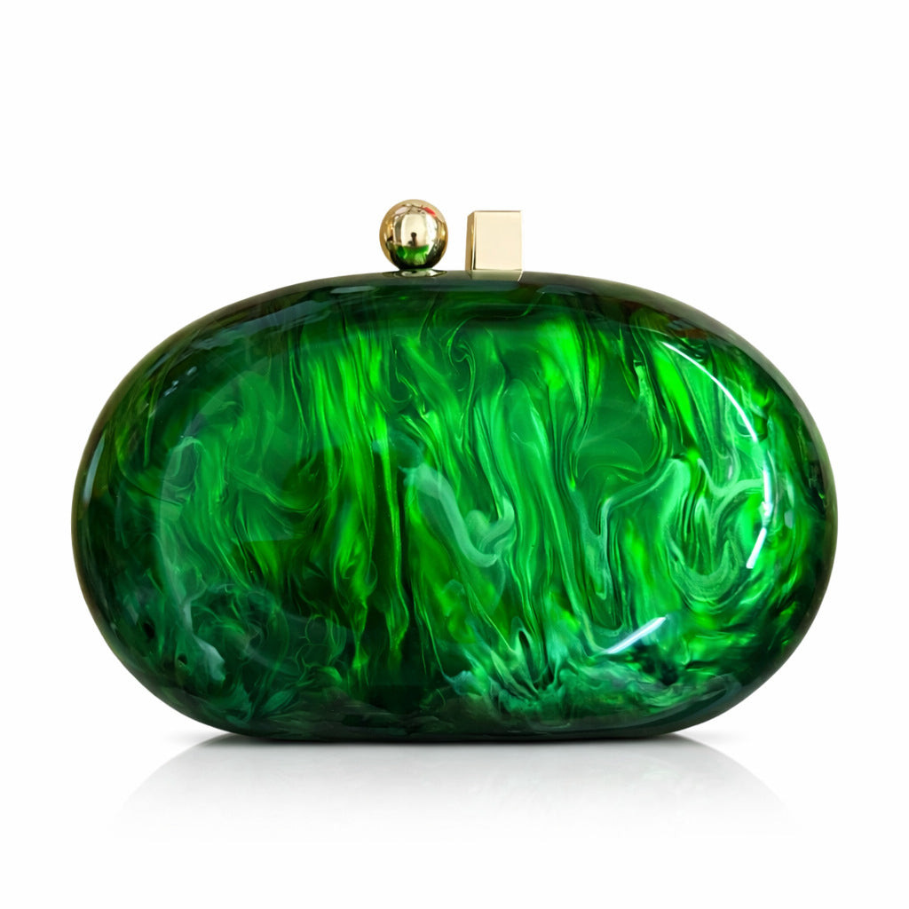 Shell-Shaped Acrylic Crossbody Bag - Sequin Detail Fashion Handbag