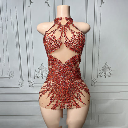 Women's Sequined Cocktail Dress - Sleeveless Bodycon Mini Dress