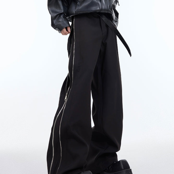 Double Layer Zipper Pants - Modern Deconstructed Design Casual Trousers