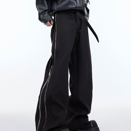 Double Layer Zipper Pants - Modern Deconstructed Design Casual Trousers
