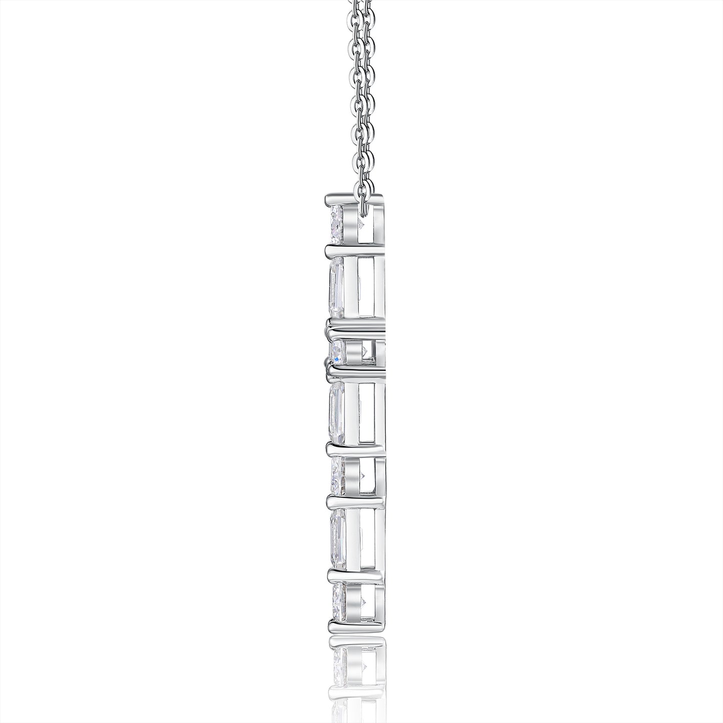 Moissanite Pendant Necklace - S925 Silver Platinum Plated with Chain