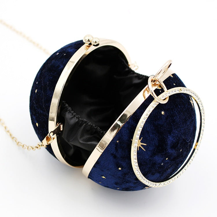 Women's Suede Starry Sky Round Evening Bag - Elegant Dinner Clutch