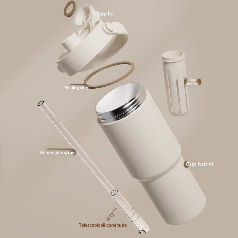 Insulated Straw Tumbler with Ceramic or Stainless Steel Liner - 725ml