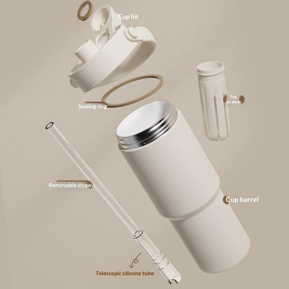 Insulated Straw Tumbler with Ceramic or Stainless Steel Liner - 725ml