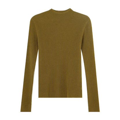 Women's Half High Collar Wool Knitted Base Layer Shirt - Pullover Sweater