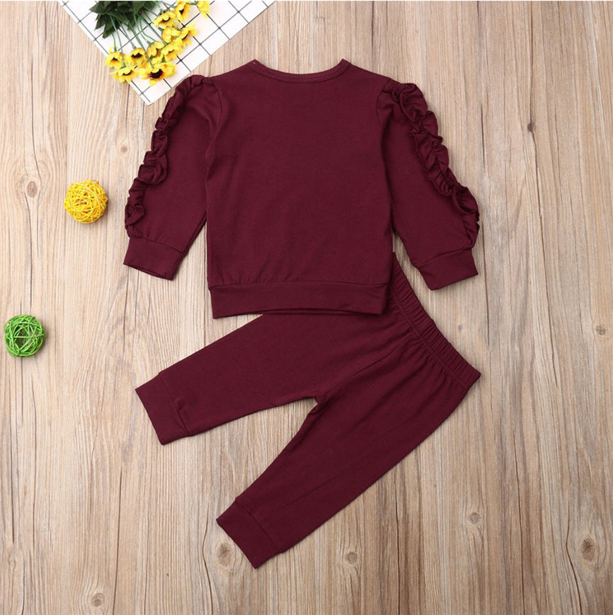 Baby Ruffle Sweatshirt Set - 2-Piece Long Sleeve Top & Pants Outfit