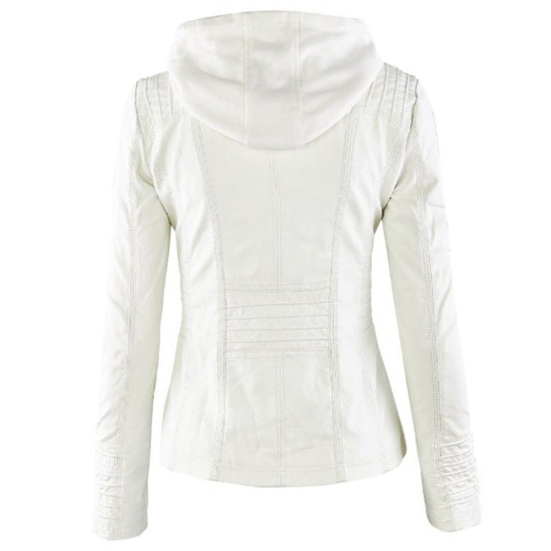 Women's Short PU Leather Jacket - Loose Fit Casual Moto Jacket
