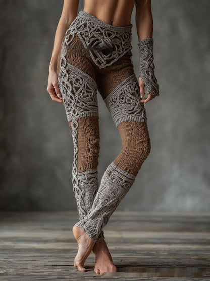 Women's Retro 3D Digital Print Casual Leggings - Slim Fit Yoga Pants